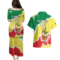 Custom Senegal Beach Soccer 2025 Couples Matching Puletasi and Hawaiian Shirt Allez Lions de la Teranga