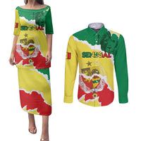 Custom Senegal Beach Soccer 2025 Couples Matching Puletasi and Long Sleeve Button Shirt Allez Lions de la Teranga