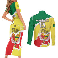 Custom Senegal Beach Soccer 2025 Couples Matching Short Sleeve Bodycon Dress and Long Sleeve Button Shirt Allez Lions de la Teranga