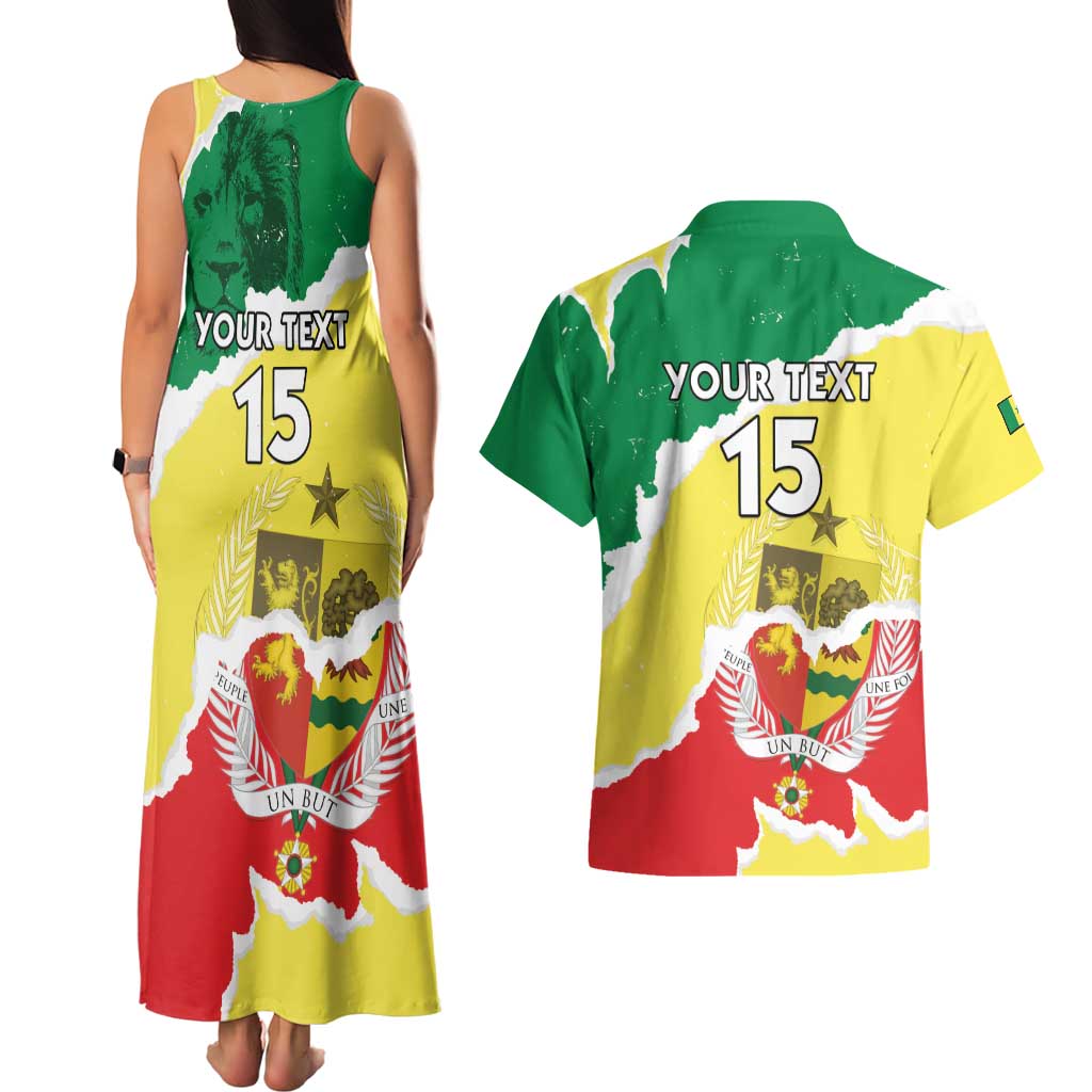 Custom Senegal Beach Soccer 2025 Couples Matching Tank Maxi Dress and Hawaiian Shirt Allez Lions de la Teranga