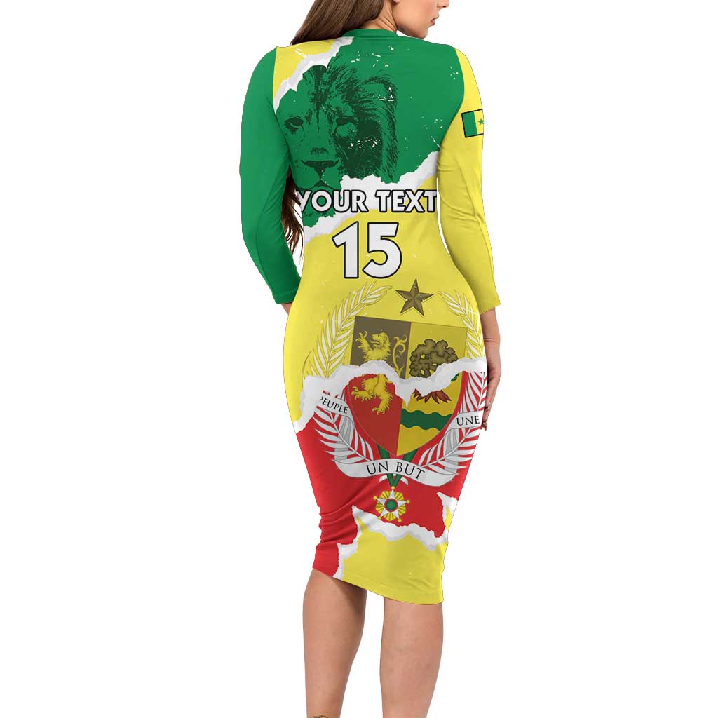 Custom Senegal Beach Soccer 2025 Family Matching Long Sleeve Bodycon Dress and Hawaiian Shirt Allez Lions de la Teranga