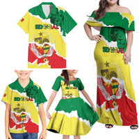 Custom Senegal Beach Soccer 2025 Family Matching Off Shoulder Maxi Dress and Hawaiian Shirt Allez Lions de la Teranga
