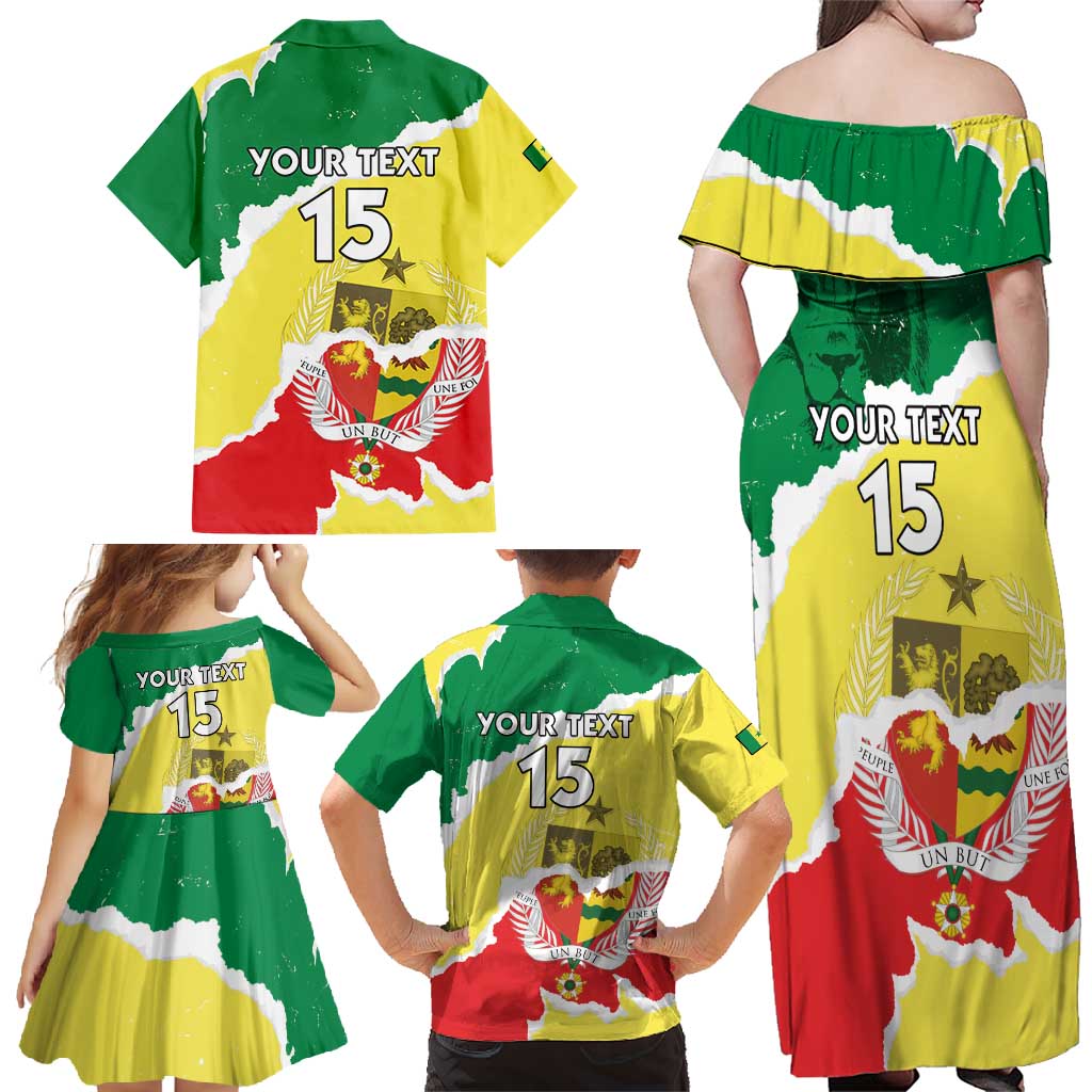 Custom Senegal Beach Soccer 2025 Family Matching Off Shoulder Maxi Dress and Hawaiian Shirt Allez Lions de la Teranga