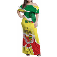 Custom Senegal Beach Soccer 2025 Family Matching Off Shoulder Maxi Dress and Hawaiian Shirt Allez Lions de la Teranga