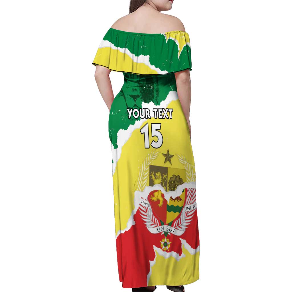 Custom Senegal Beach Soccer 2025 Family Matching Off Shoulder Maxi Dress and Hawaiian Shirt Allez Lions de la Teranga