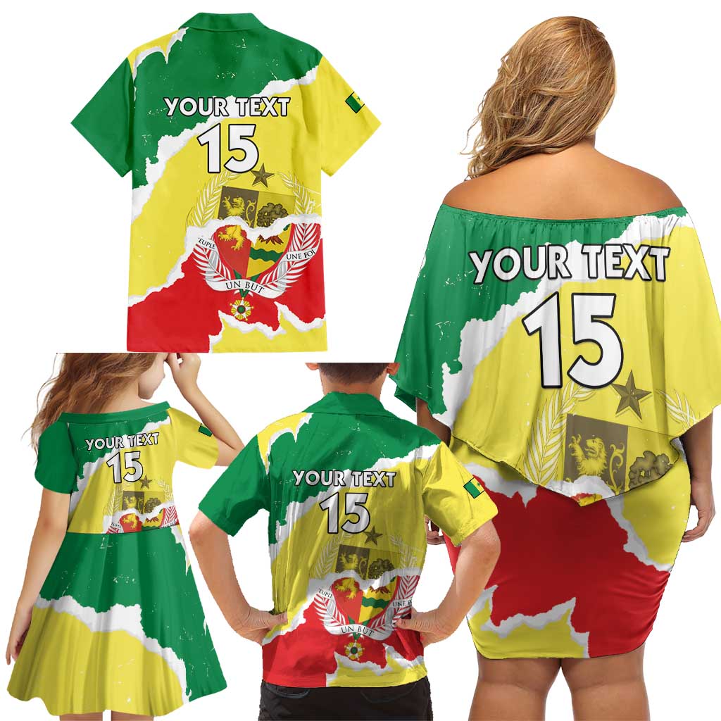 Custom Senegal Beach Soccer 2025 Family Matching Off Shoulder Short Dress and Hawaiian Shirt Allez Lions de la Teranga