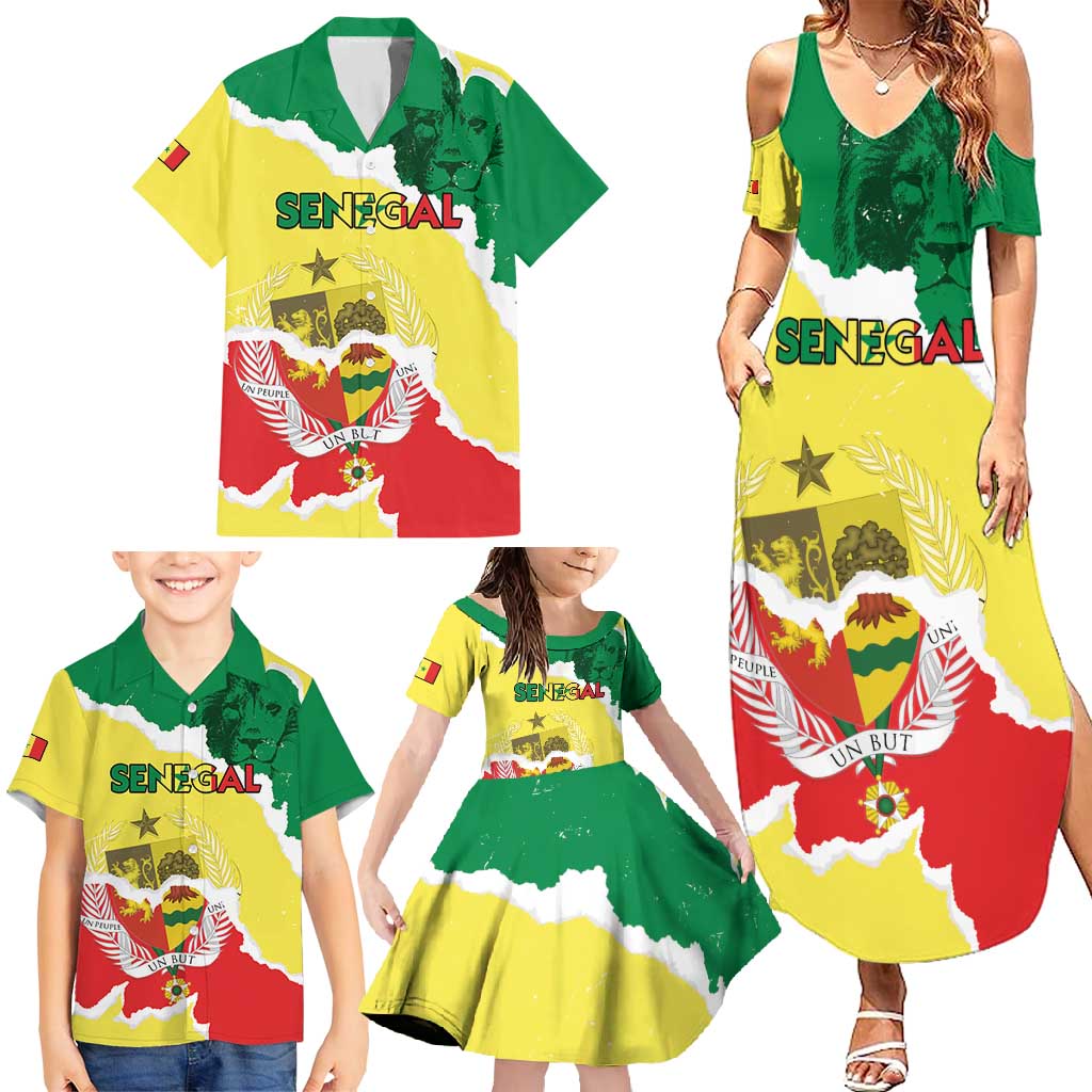 Custom Senegal Beach Soccer 2025 Family Matching Summer Maxi Dress and Hawaiian Shirt Allez Lions de la Teranga