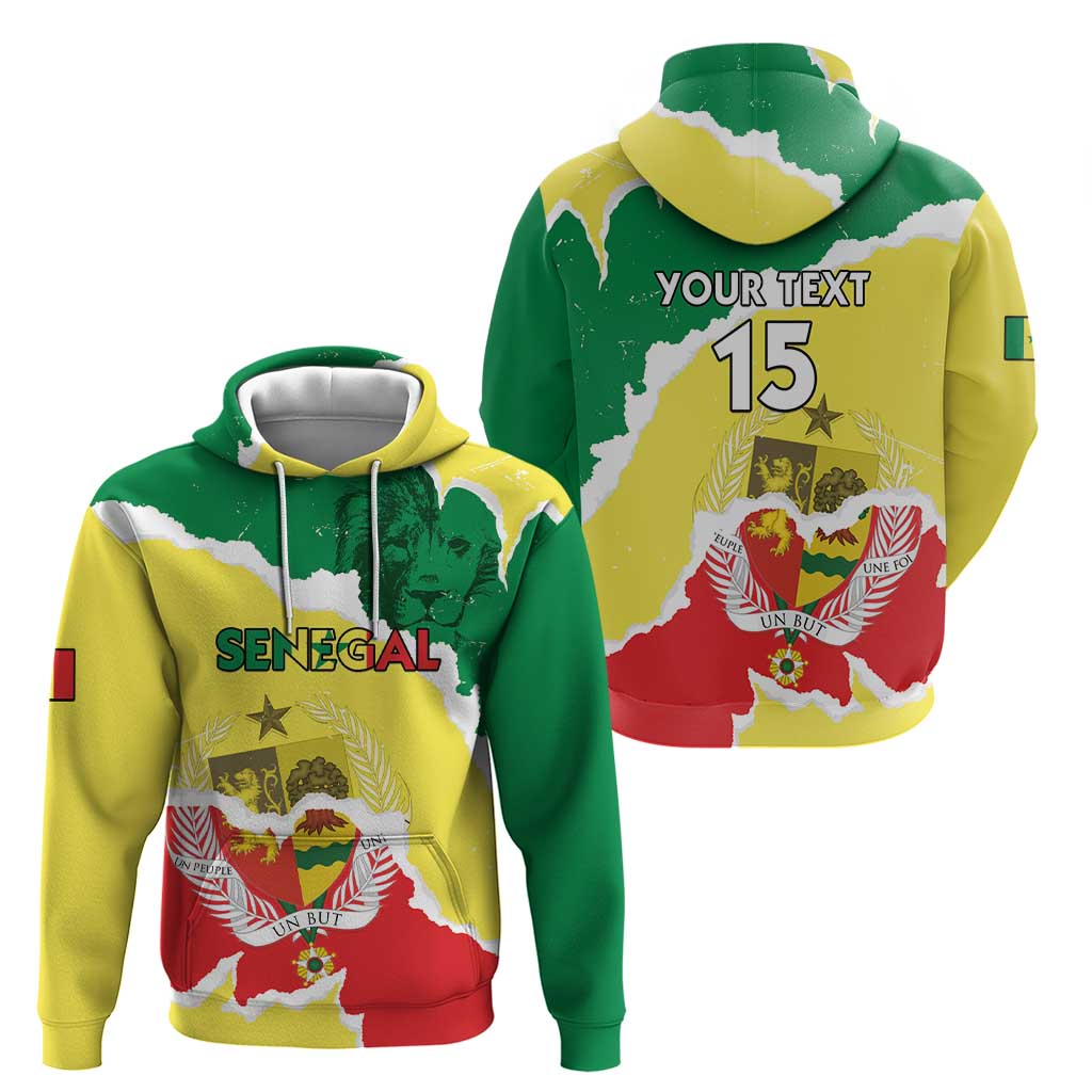 Custom Senegal Beach Soccer 2025 Hoodie Allez Lions de la Teranga