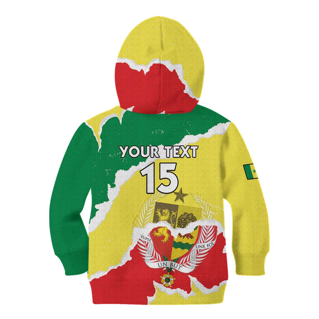 Custom Senegal Beach Soccer 2025 Kid Hoodie Allez Lions de la Teranga