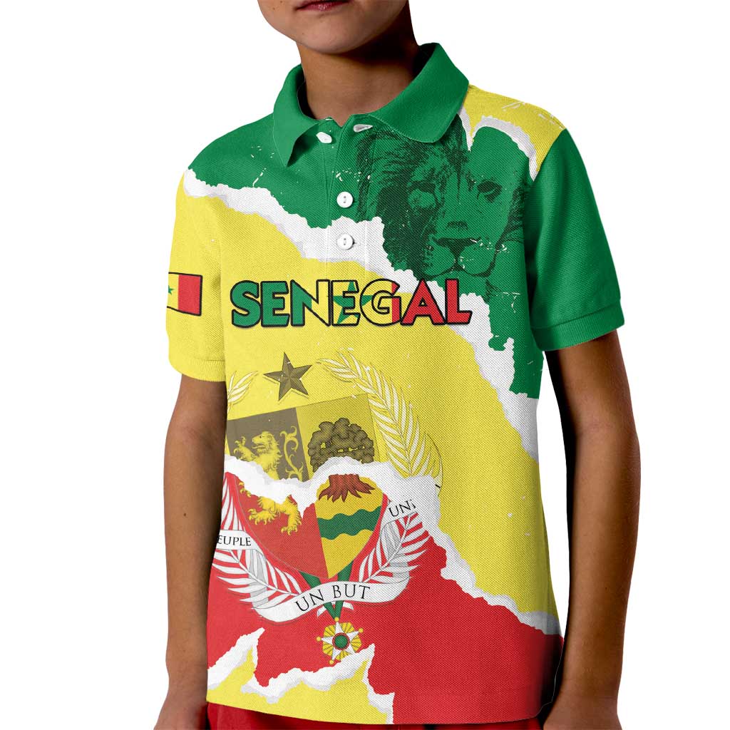 Custom Senegal Beach Soccer 2025 Kid Polo Shirt Allez Lions de la Teranga