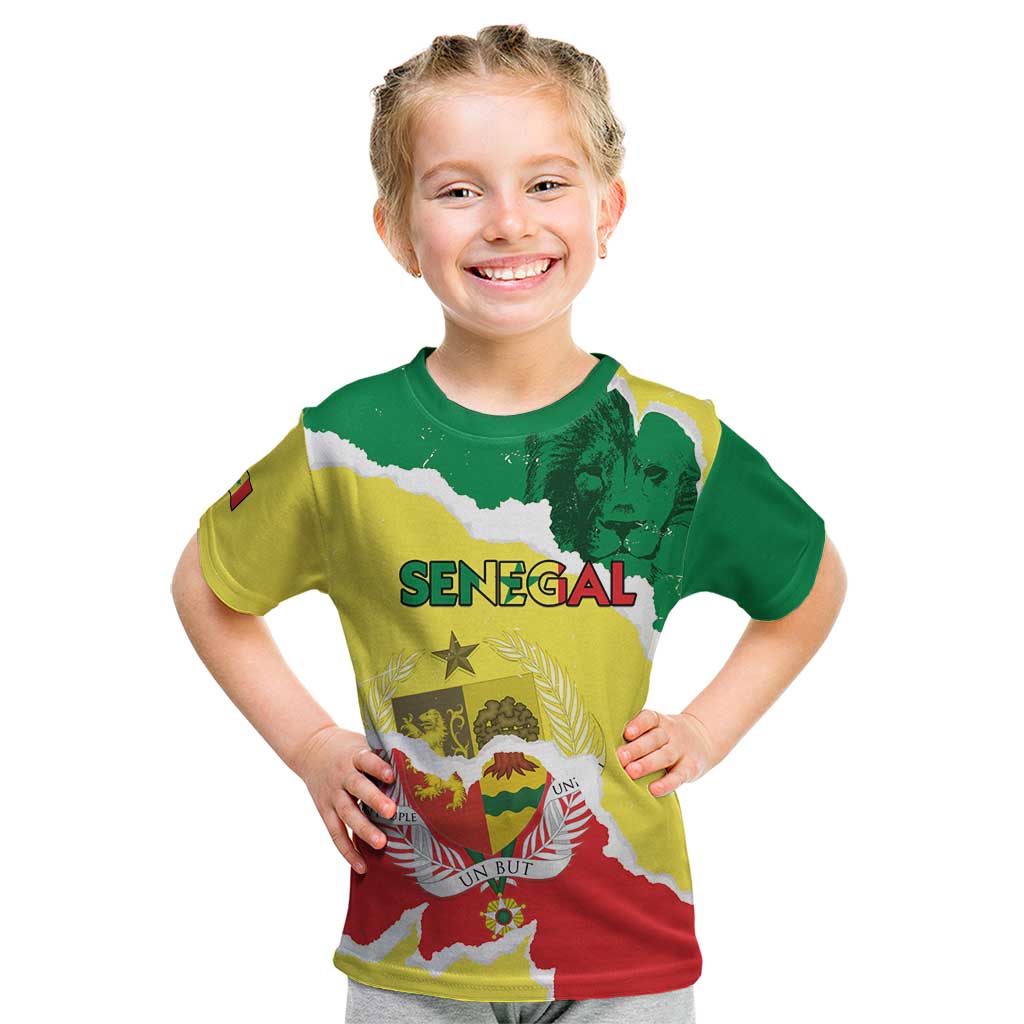 Custom Senegal Beach Soccer 2025 Kid T Shirt Allez Lions de la Teranga