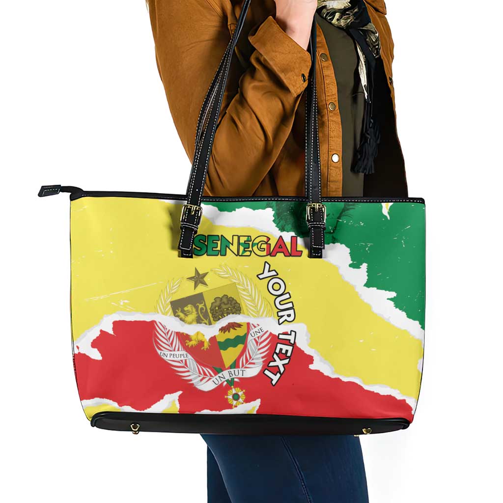 Custom Senegal Beach Soccer 2025 Leather Tote Bag Allez Lions de la Teranga