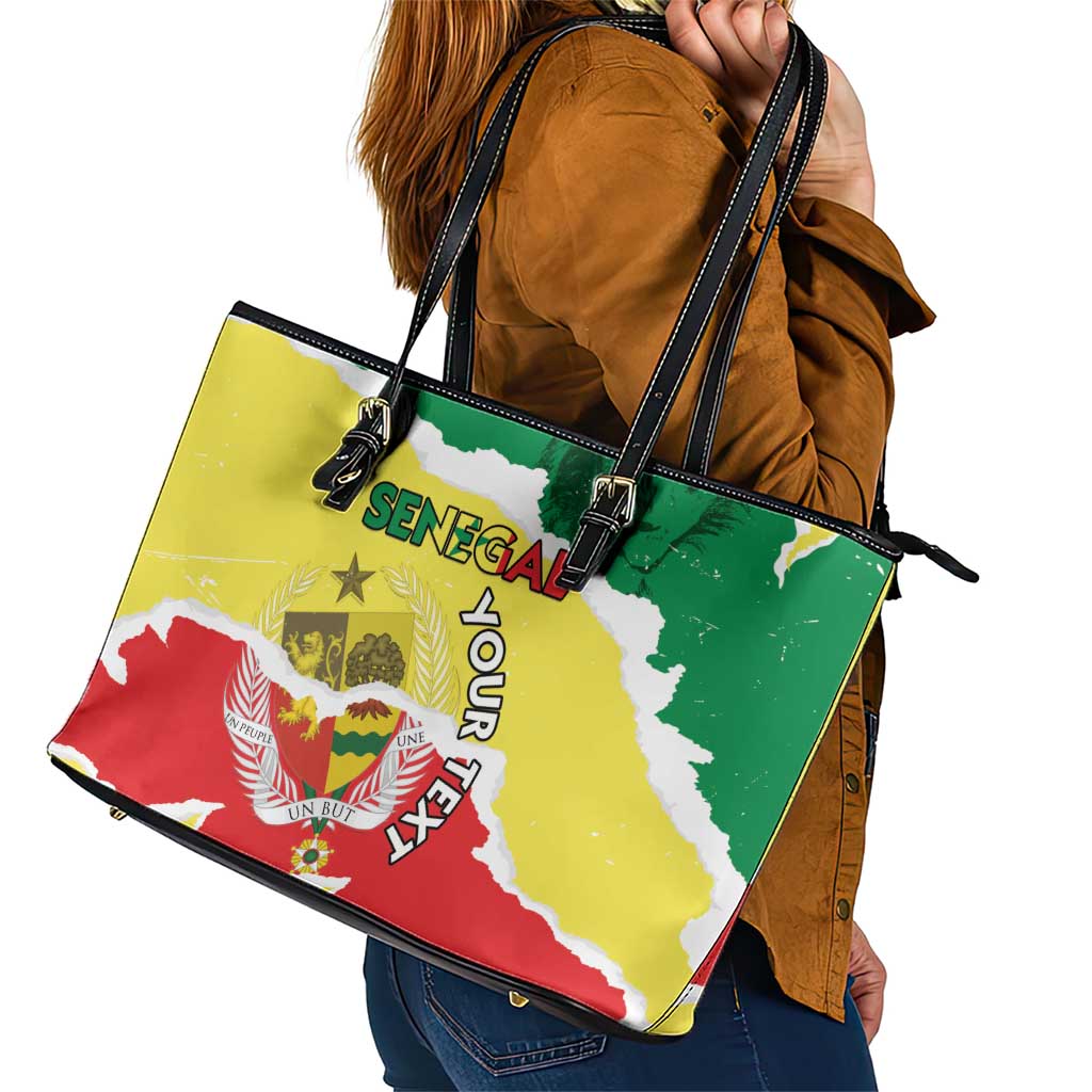 Custom Senegal Beach Soccer 2025 Leather Tote Bag Allez Lions de la Teranga