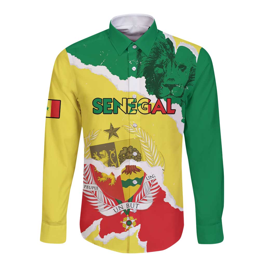 Custom Senegal Beach Soccer 2025 Long Sleeve Button Shirt Allez Lions de la Teranga