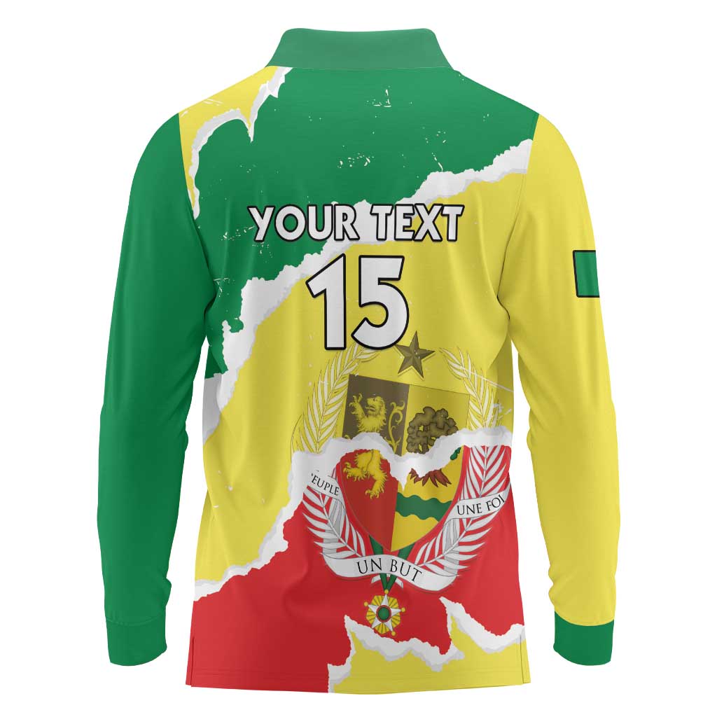 Custom Senegal Beach Soccer 2025 Long Sleeve Polo Shirt Allez Lions de la Teranga