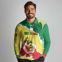 Custom Senegal Beach Soccer 2025 Long Sleeve Polo Shirt Allez Lions de la Teranga