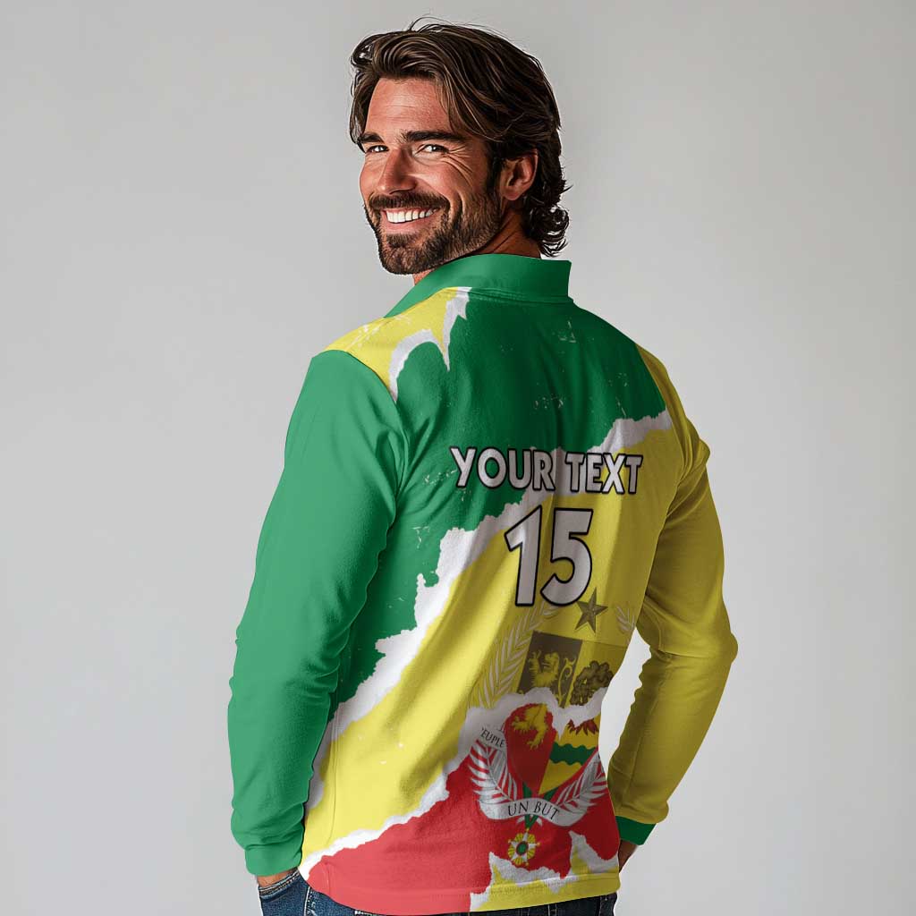 Custom Senegal Beach Soccer 2025 Long Sleeve Polo Shirt Allez Lions de la Teranga