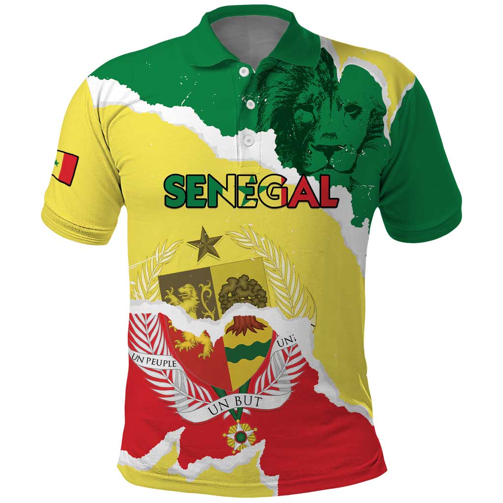 Custom Senegal Beach Soccer 2025 Polo Shirt Allez Lions de la Teranga
