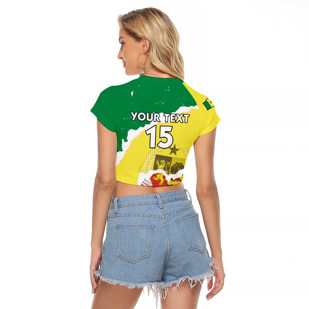 Custom Senegal Beach Soccer 2025 Raglan Cropped T Shirt Allez Lions de la Teranga