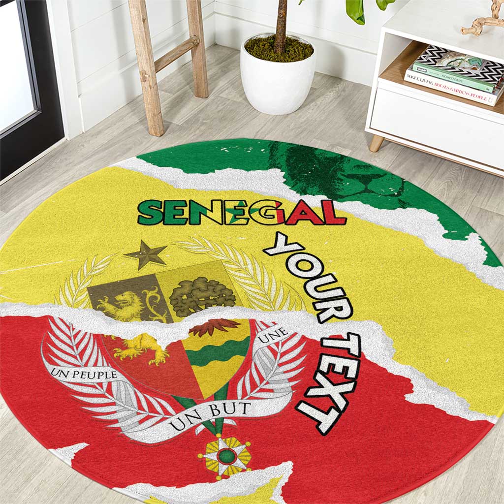 Custom Senegal Beach Soccer 2025 Round Carpet Allez Lions de la Teranga