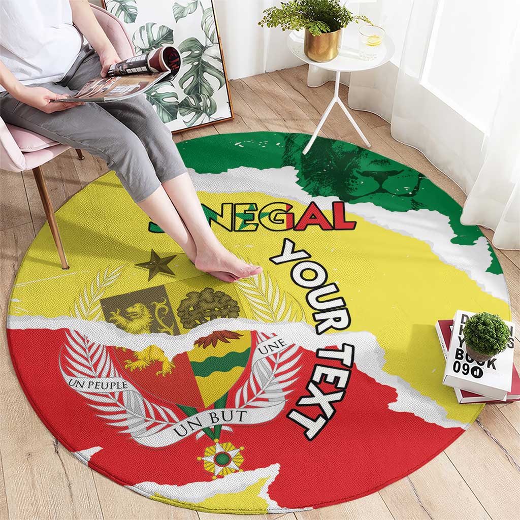 Custom Senegal Beach Soccer 2025 Round Carpet Allez Lions de la Teranga