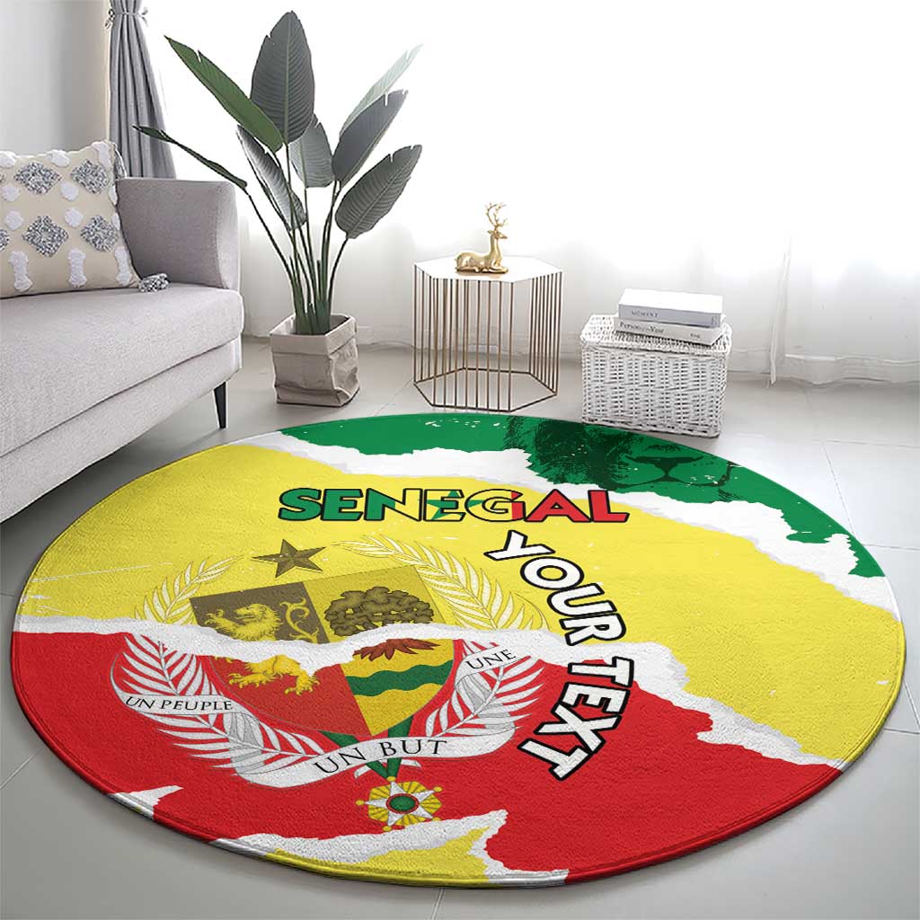 Custom Senegal Beach Soccer 2025 Round Carpet Allez Lions de la Teranga