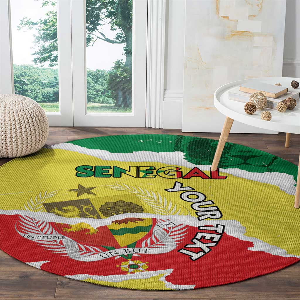 Custom Senegal Beach Soccer 2025 Round Carpet Allez Lions de la Teranga