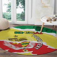 Custom Senegal Beach Soccer 2025 Round Carpet Allez Lions de la Teranga