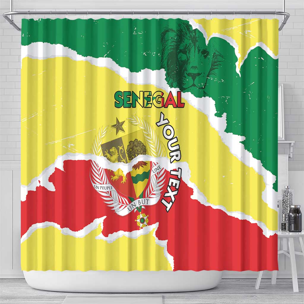 Custom Senegal Beach Soccer 2025 Shower Curtain Allez Lions de la Teranga