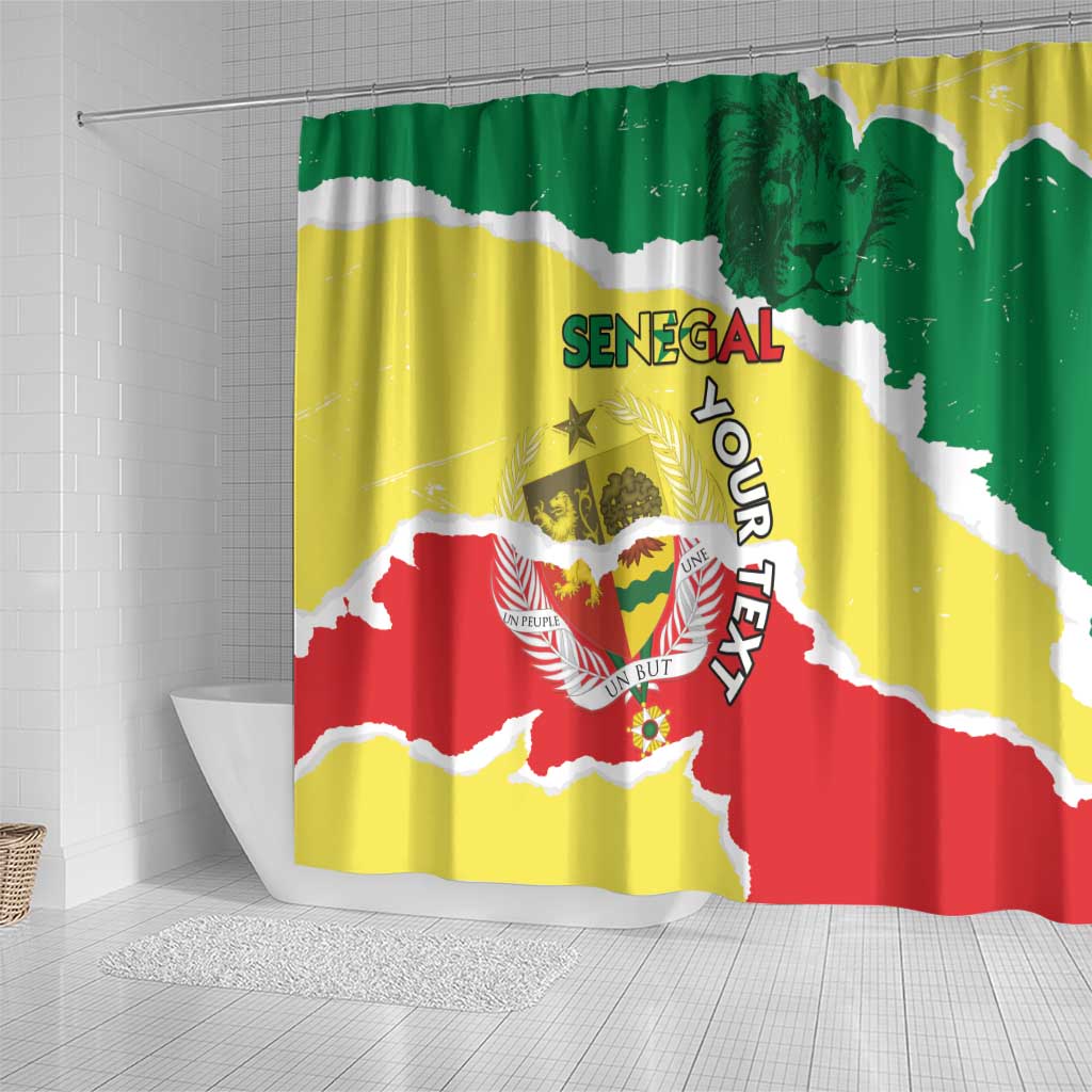 Custom Senegal Beach Soccer 2025 Shower Curtain Allez Lions de la Teranga