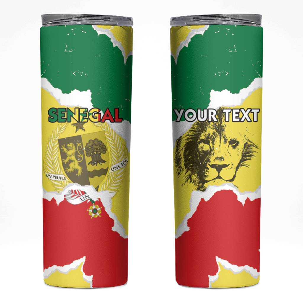 Custom Senegal Beach Soccer 2025 Skinny Tumbler Allez Lions de la Teranga