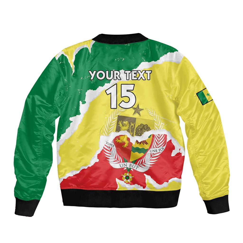 Custom Senegal Beach Soccer 2025 Sleeve Zip Bomber Jacket Allez Lions de la Teranga