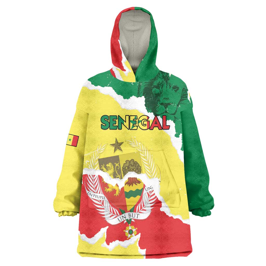 Custom Senegal Beach Soccer 2025 Wearable Blanket Hoodie Allez Lions de la Teranga