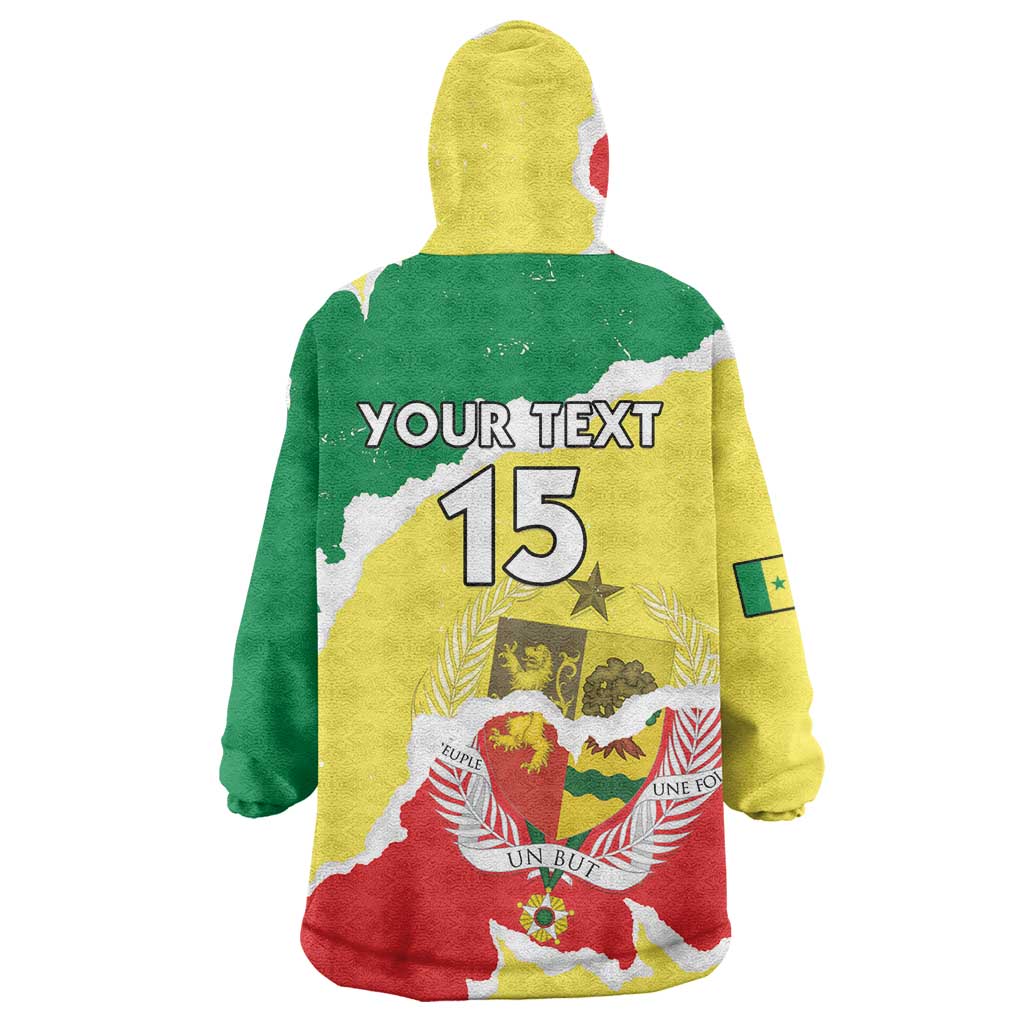 Custom Senegal Beach Soccer 2025 Wearable Blanket Hoodie Allez Lions de la Teranga