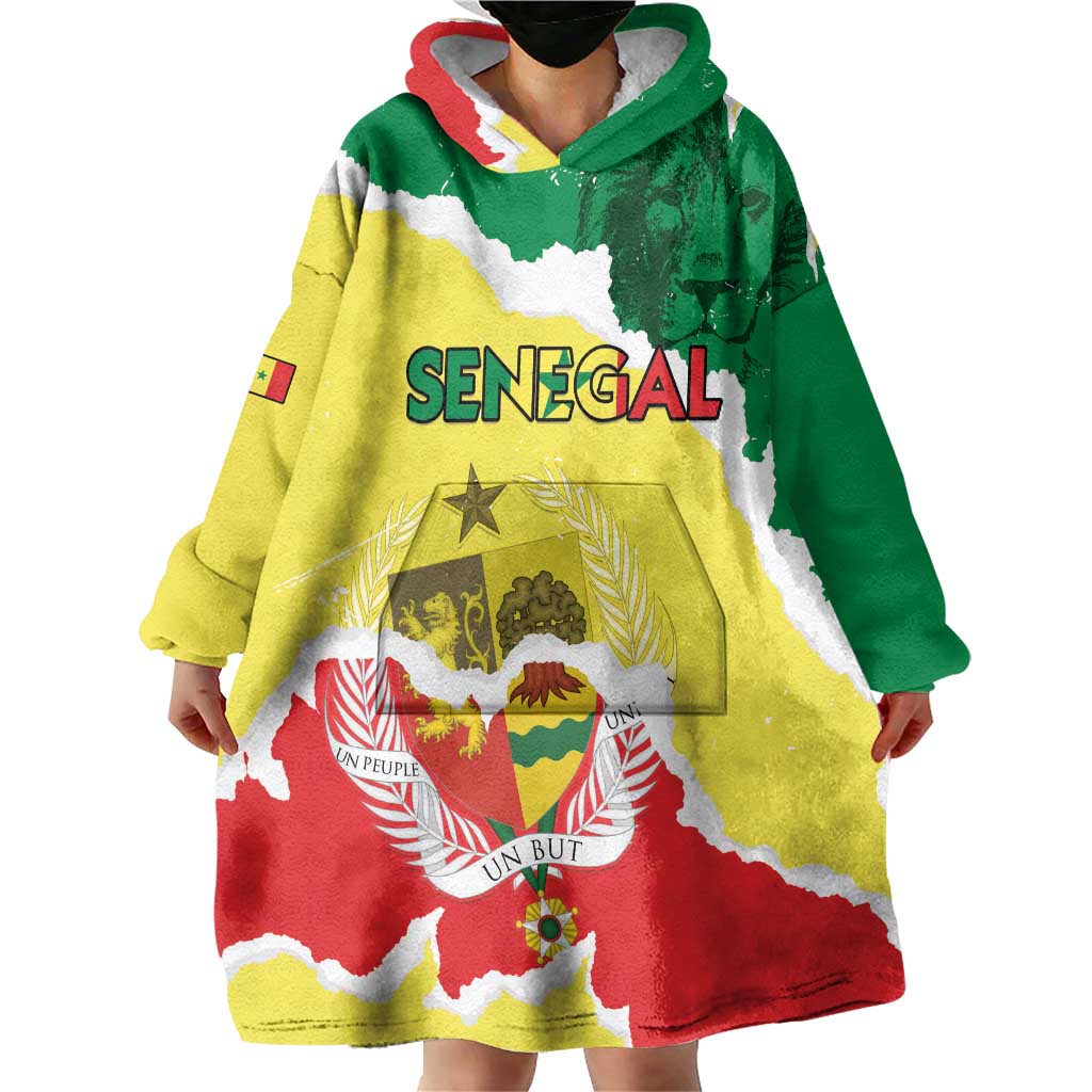 Custom Senegal Beach Soccer 2025 Wearable Blanket Hoodie Allez Lions de la Teranga