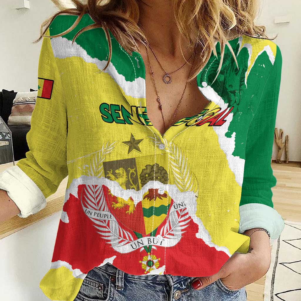 Custom Senegal Beach Soccer 2025 Women Casual Shirt Allez Lions de la Teranga