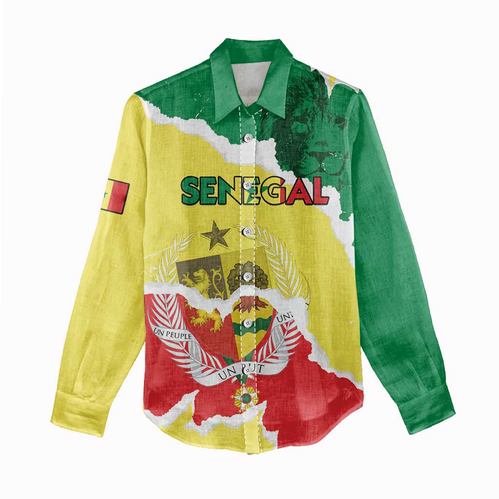 Custom Senegal Beach Soccer 2025 Women Casual Shirt Allez Lions de la Teranga