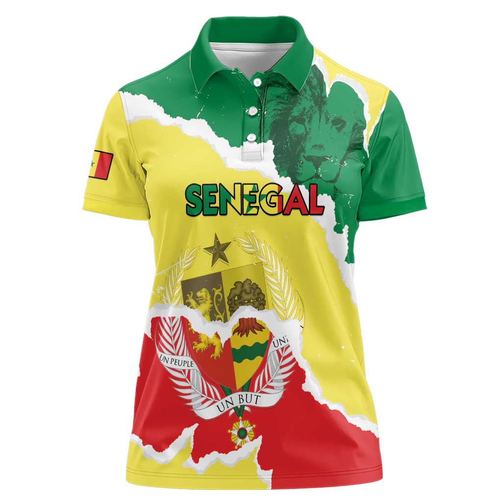 Custom Senegal Beach Soccer 2025 Women Polo Shirt Allez Lions de la Teranga