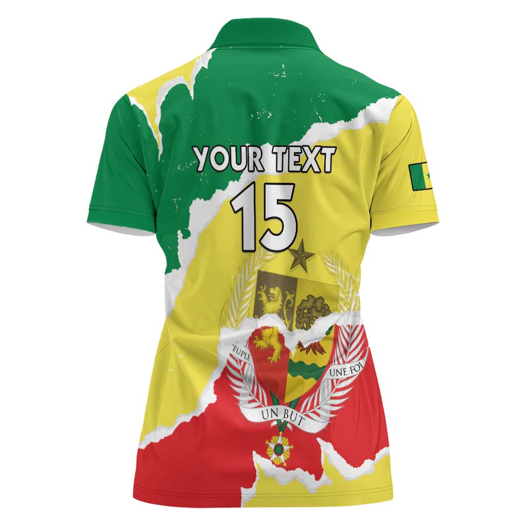 Custom Senegal Beach Soccer 2025 Women Polo Shirt Allez Lions de la Teranga