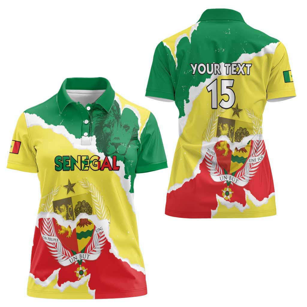 Custom Senegal Beach Soccer 2025 Women Polo Shirt Allez Lions de la Teranga