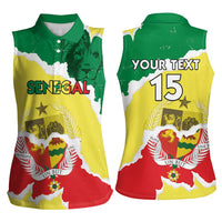 Custom Senegal Beach Soccer 2025 Women Sleeveless Polo Shirt Allez Lions de la Teranga