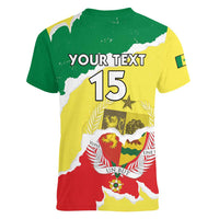 Custom Senegal Beach Soccer 2025 Women V-Neck T-Shirt Allez Lions de la Teranga