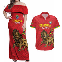 Custom Ethiopia Football Couples Matching Off Shoulder Maxi Dress and Hawaiian Shirt Come On Walia Ibex