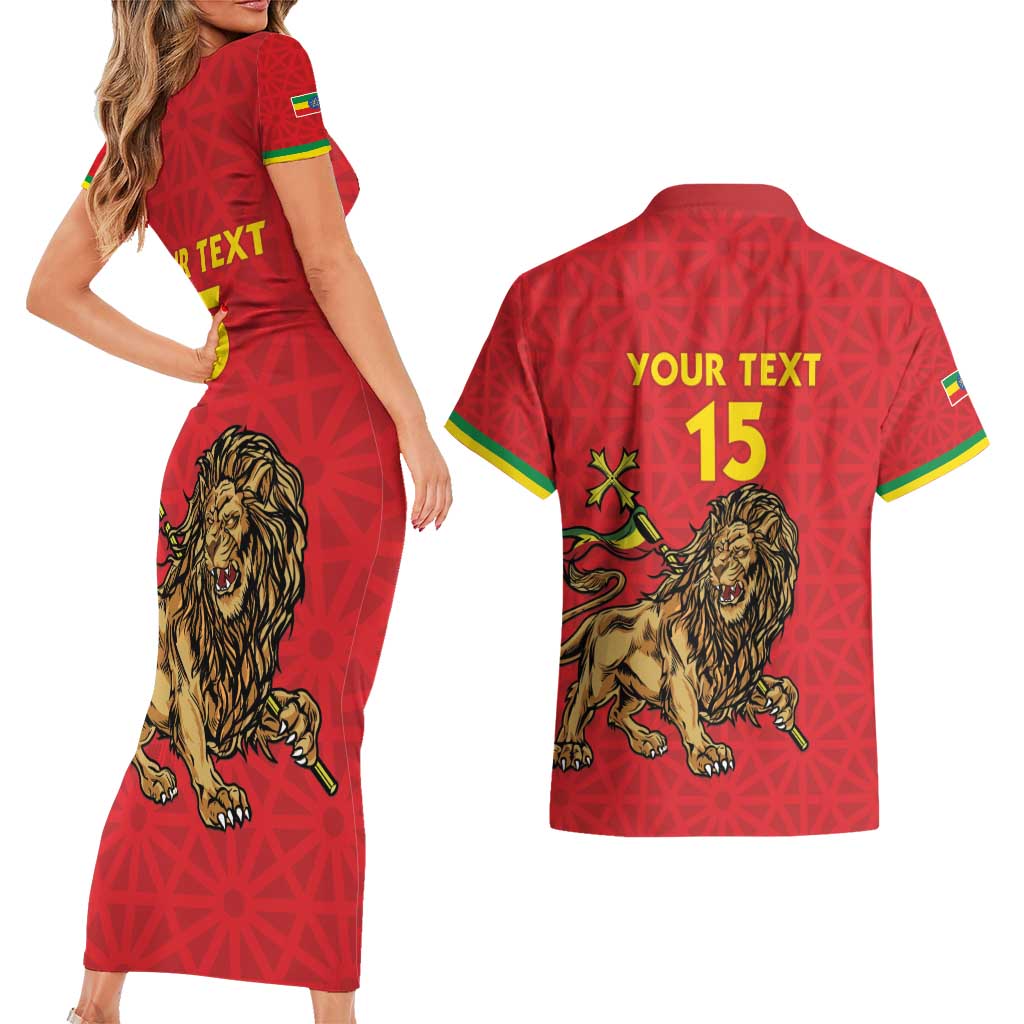 Custom Ethiopia Football Couples Matching Short Sleeve Bodycon Dress and Hawaiian Shirt Come On Walia Ibex