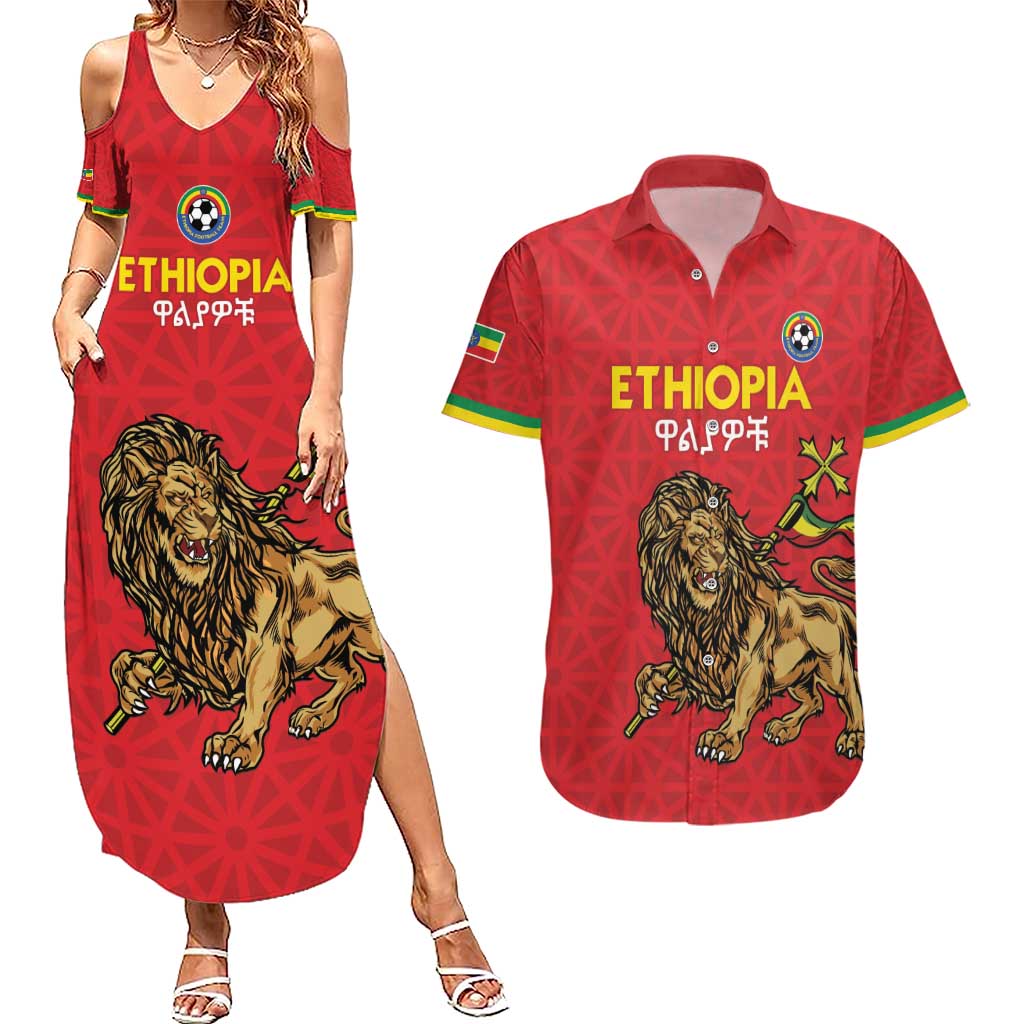Custom Ethiopia Football Couples Matching Summer Maxi Dress and Hawaiian Shirt Come On Walia Ibex