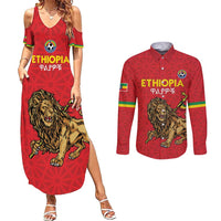 Custom Ethiopia Football Couples Matching Summer Maxi Dress and Long Sleeve Button Shirt Come On Walia Ibex