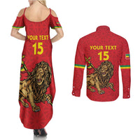 Custom Ethiopia Football Couples Matching Summer Maxi Dress and Long Sleeve Button Shirt Come On Walia Ibex