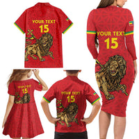 Custom Ethiopia Football Family Matching Long Sleeve Bodycon Dress and Hawaiian Shirt Come On Walia Ibex