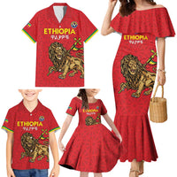 Custom Ethiopia Football Family Matching Mermaid Dress and Hawaiian Shirt Come On Walia Ibex