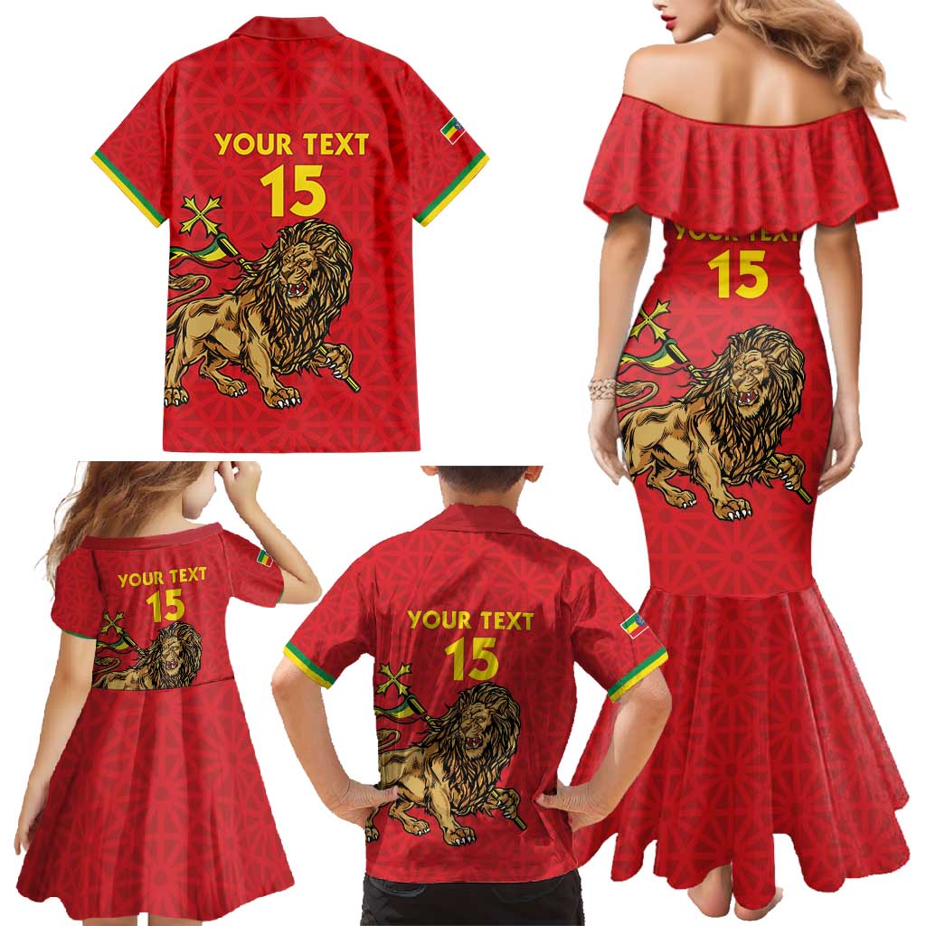 Custom Ethiopia Football Family Matching Mermaid Dress and Hawaiian Shirt Come On Walia Ibex